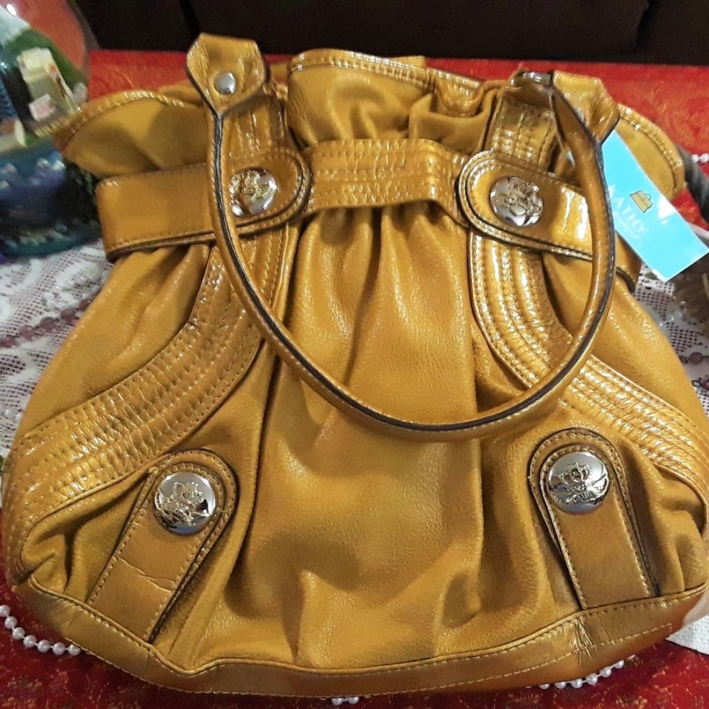 NWT Gold Kathy Van Zeeland LG Belt Handbag Purse